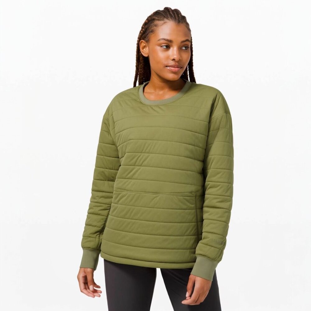 LULULEMON DYNAMIC MOVEMENT CREW IN BRONZE GREEN SIZE 8
